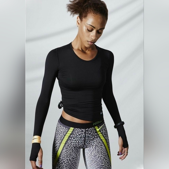 Nike Dri-fit Pro 3/4 Capri Volt/Black/White - Picture 9 of 9